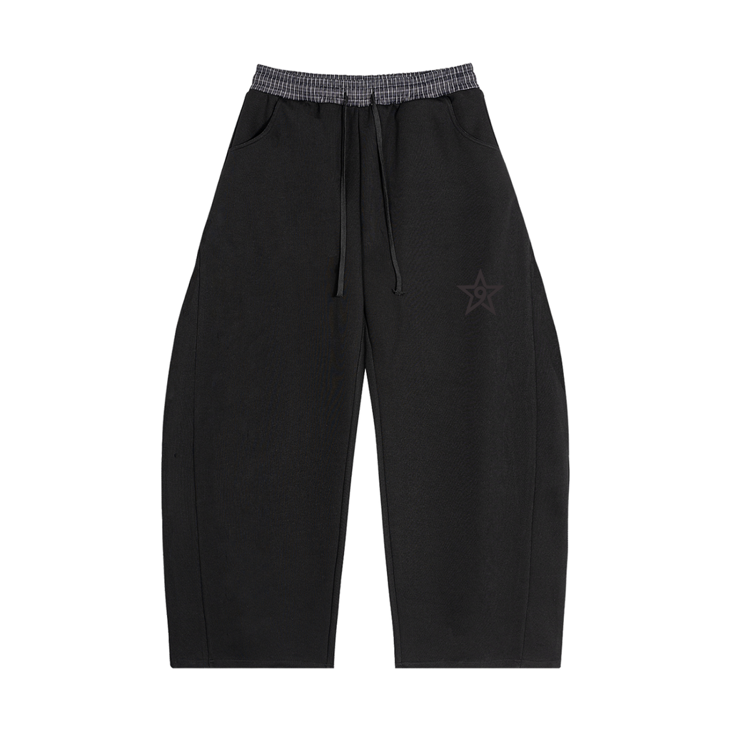 PLAID WAISTBAND BARREL SWEATPANTS