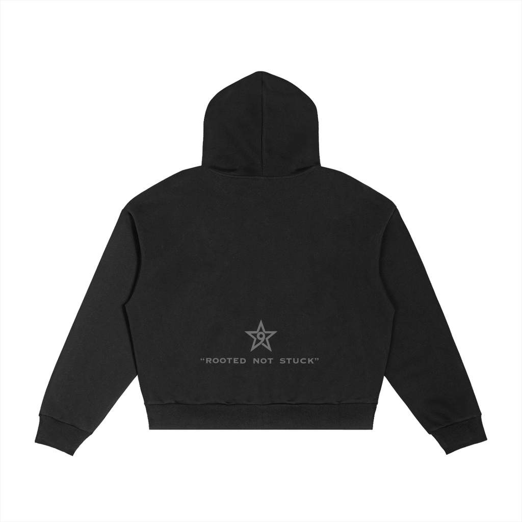 CONTRAST PLAID BOXY ZIP HOODIE